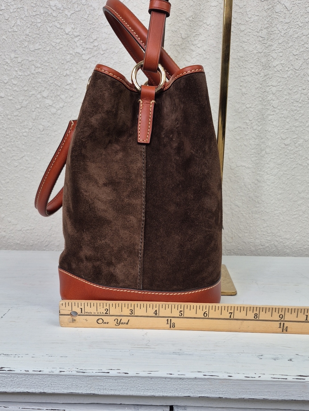 Dooney & Bourke Brown Suede Satchel with Tan Leather Trim Nwt Perry Satchel - Picture 7 of 16